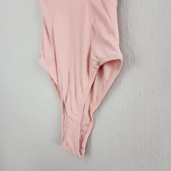 We Are Hah Eyes On Top Lace One-Piece Bodysuit Copper Rose Pink NWT S - Picture 6 of 11